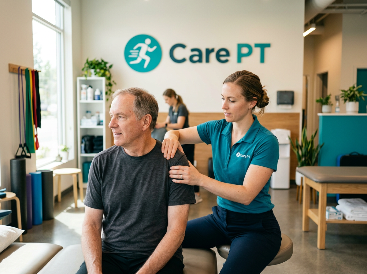 A therapist performing hands-on manual therapy on a patient's knee